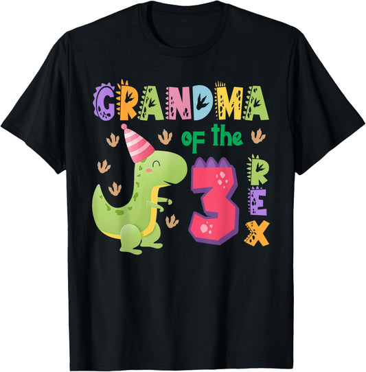 Grandma of the Three Rex Birthday Dinosaur Family Matching T-Shirt