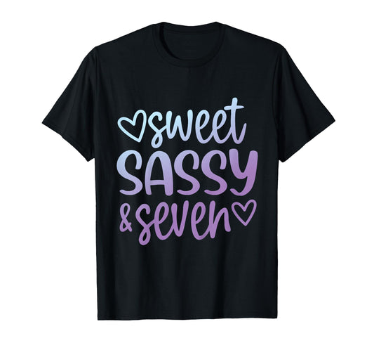 Tie Dye Sweet Sassy and Seven 7th Birthday Girls 7 Years Old T-Shirt