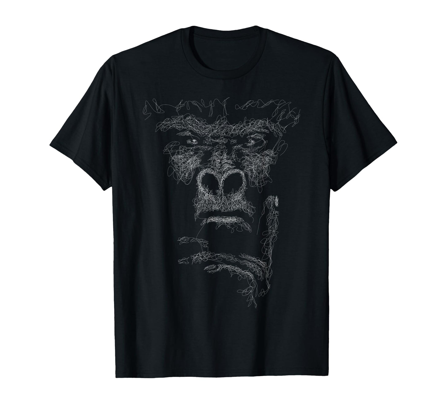 gorilla face thinking scribble art head for lover Silverback T-Shirt
