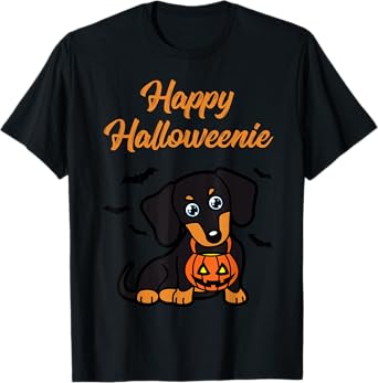 Happy Halloweenie T-Shirt Dachshund Dog Halloween T-Shirt for Men Women Kids