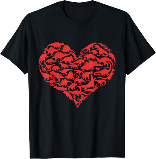 Boys Valentines Day Shirt - Dinosaur Heart Kids Dino Gift T-Shirt