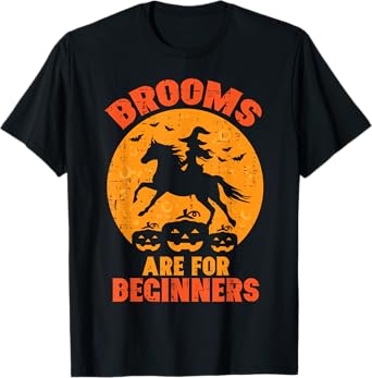 Halloween Witch Horse Broom For Beginners Costume Women Men T-Shirt