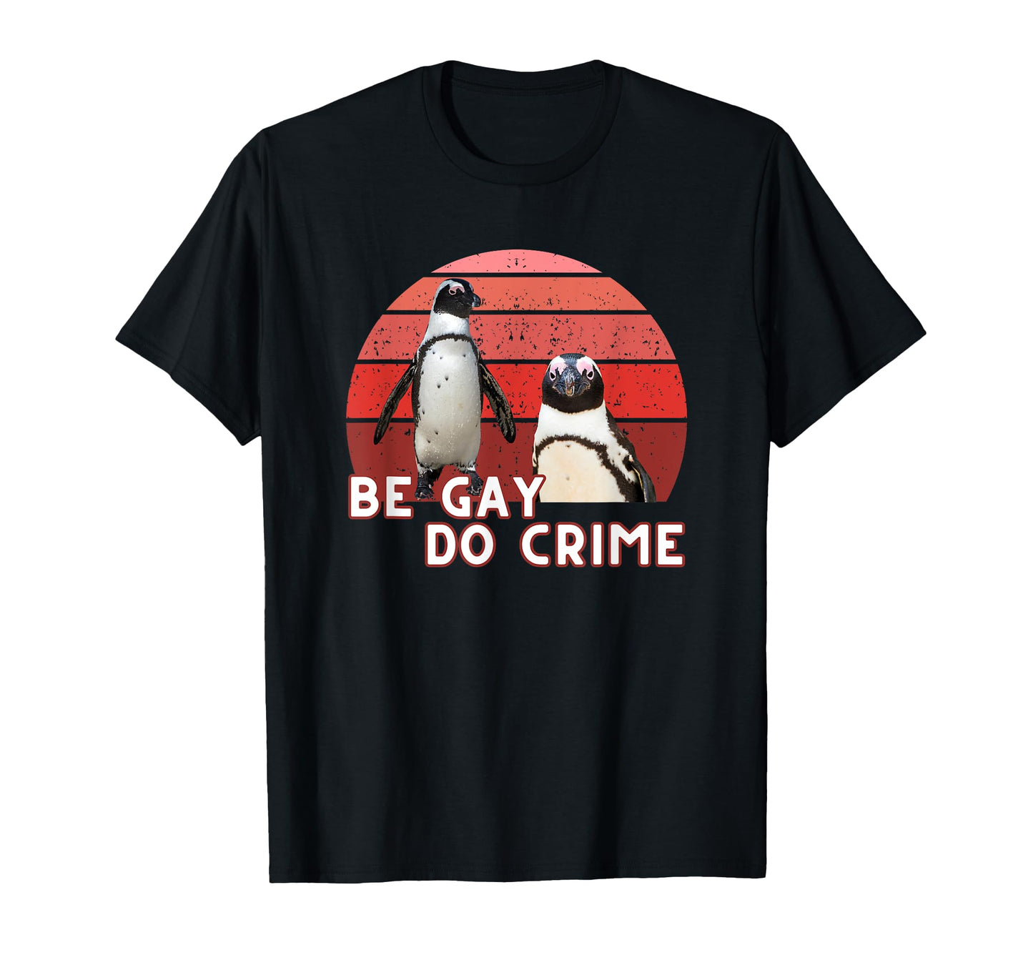 Funny Be Gay Do Crime Meme Penguins Pride LGBTQ LGBT Retro T-Shirt