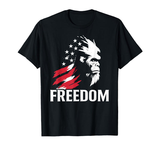 Vintage American Flag Bigfoot Freedom T-Shirt