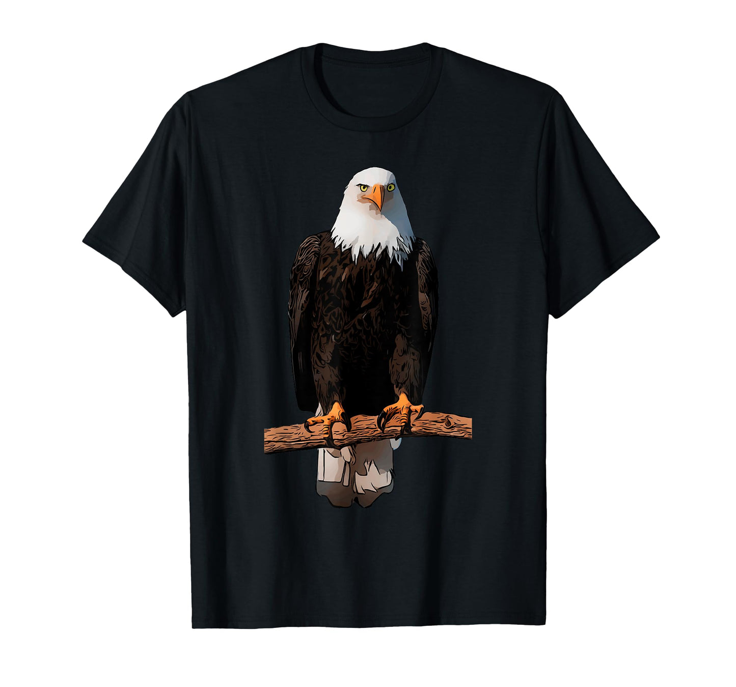 American Bald Eagle Illustration on Branch T-Shirt for Women Kids Men
