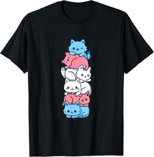 Transgender Pride Cat LGBT Trans Flag Cute Cats Pile Gifts T-Shirt
