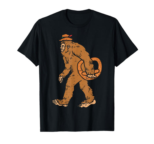 German Bigfoot Sasquatch Pretzel Funny Oktoberfest Men Kids T-Shirt
