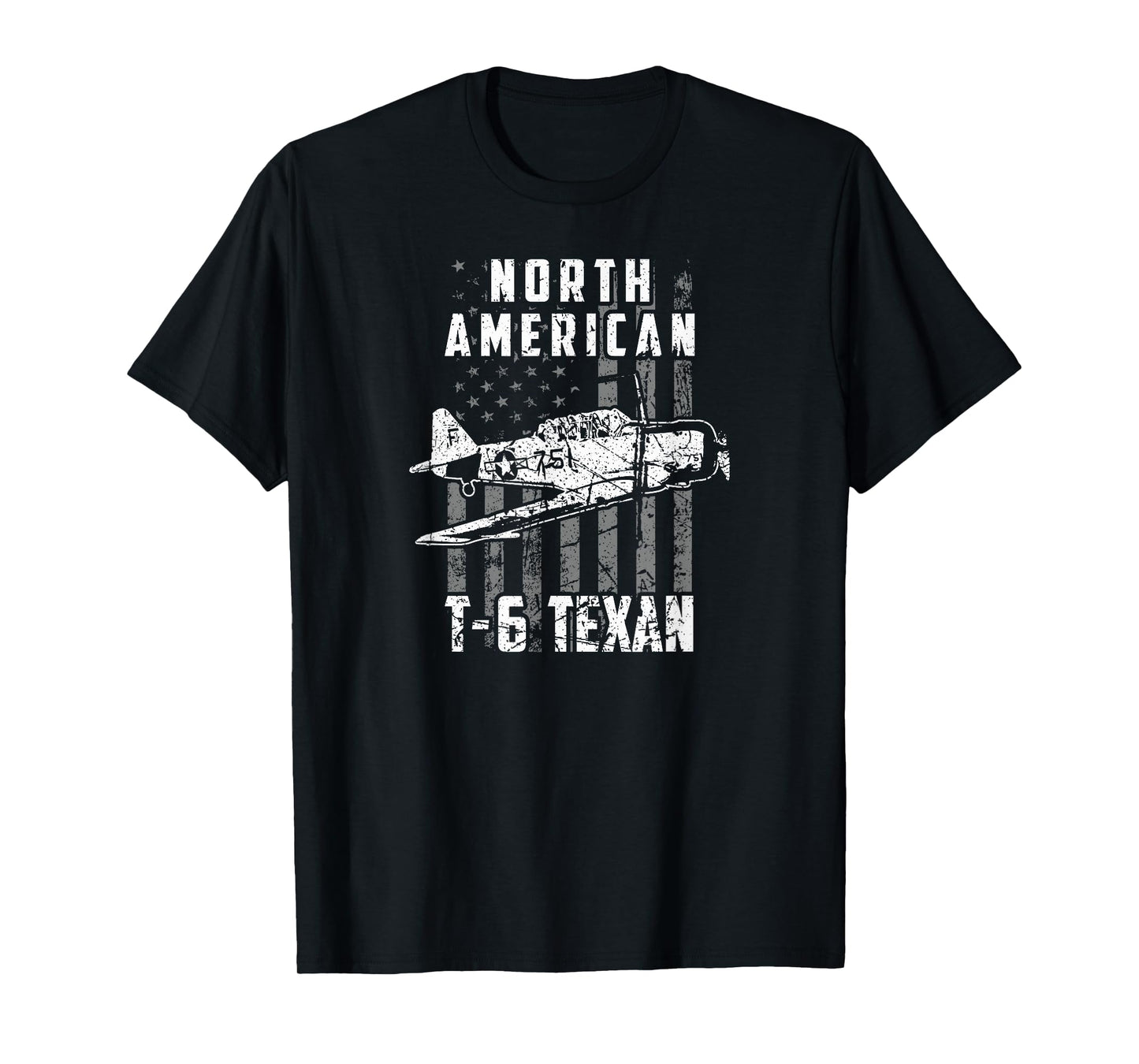 North American T-6 Texan Warbird US Flag Vintage Aircraft T-Shirt