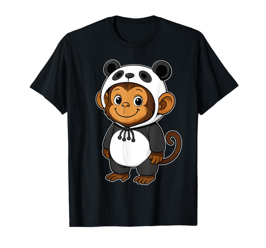 Kawaii Monkey In Panda Costume for Girls kids Monkey Lover T-Shirt
