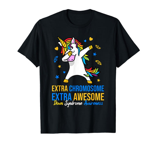 Extra Chromosome Down Syndrome Awareness Awesome Unicorn T21 T-Shirt