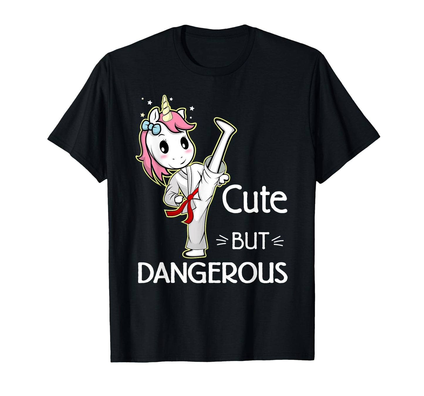 Cute Unicorn Karate Taekwondo T-Shirt - Unisex Kids - Black - Small - Short Sleeve - Funny Martial Arts T-Shirt