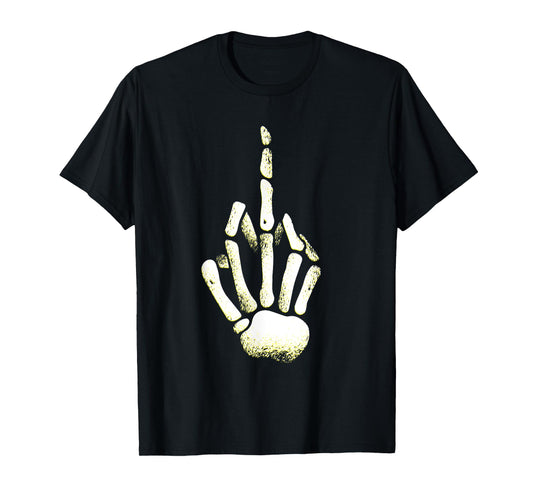 Halloween Skeleton Middle Finger Hand Fuck off T-Shirt