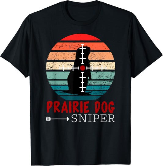 Prairie Dog Sniper - Retro prairie dog sunset cool vintage T-Shirt