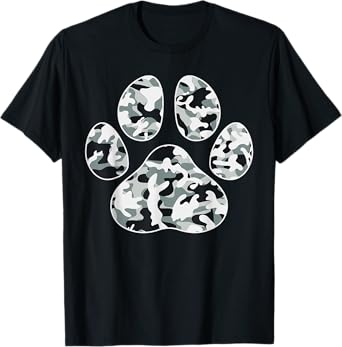 Cute Camo Paw Print Pet Owner Camouflage Paw Print Dog Lover Men Women Kids T-Shirt
