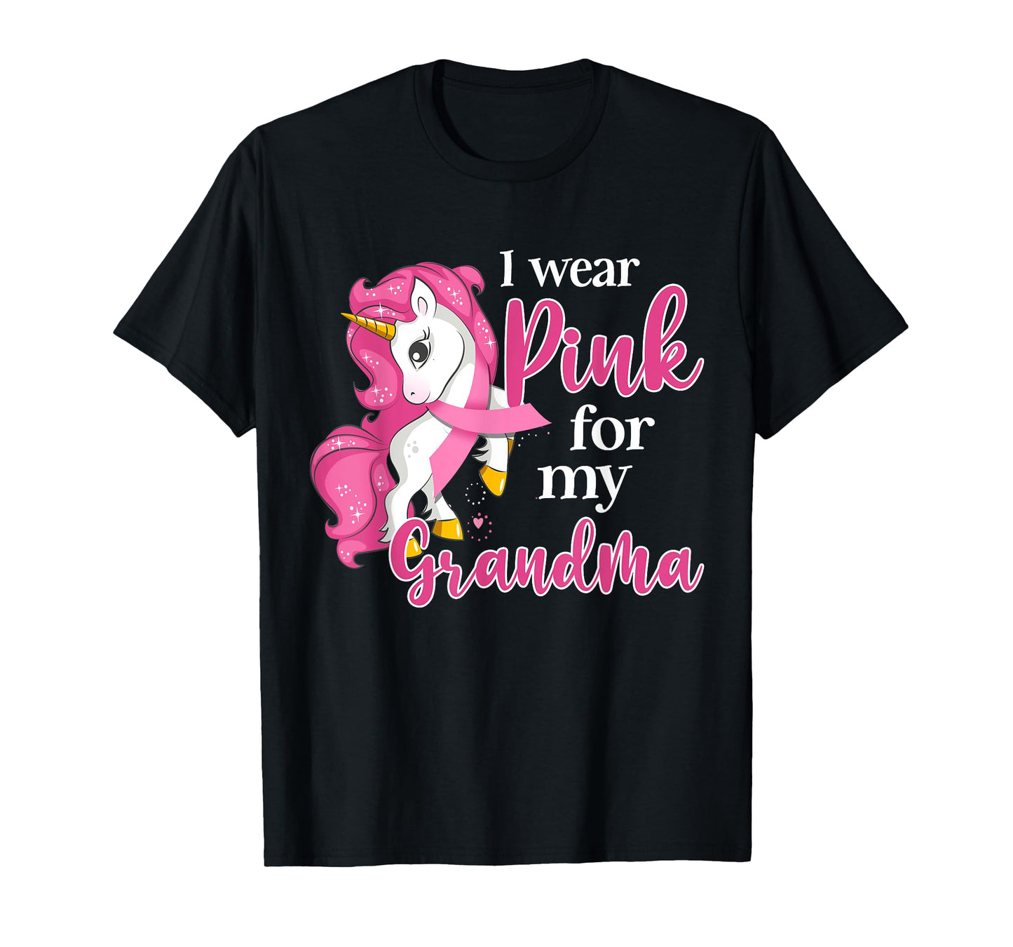 I Wear Pink For My Grandma Unicorn Breast Cancer Awareness T-Shirt