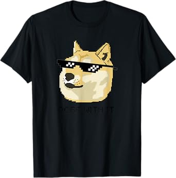 Shiba Inu T-Shirt Meme Doge Deal With It Pixel Glasses Tee T-Shirt