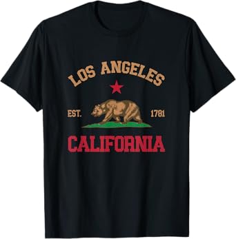 Los Angeles, California CA Designs Unisex-Adults T-Shirt, Black, Small, Short Sleeve