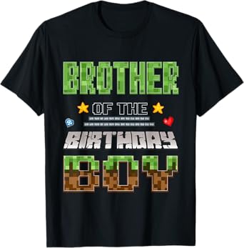 Brother of The Birthday Boy Video Gamer Pixel Birthday Party T-Shirt