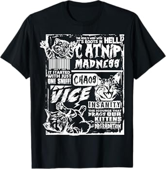 Catnip Madness Funny Cat Gifts For Cat Lover Cat Dad Cat Mom T-Shirt for Men Women Kids