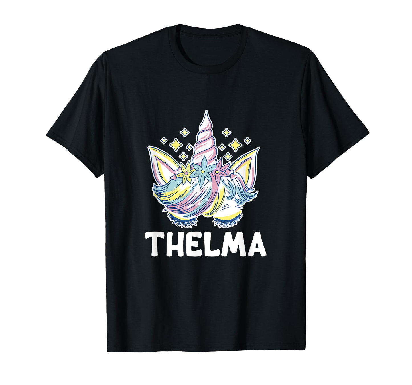 Cute Personalised Name Unicorn Crown Thelma T-Shirt