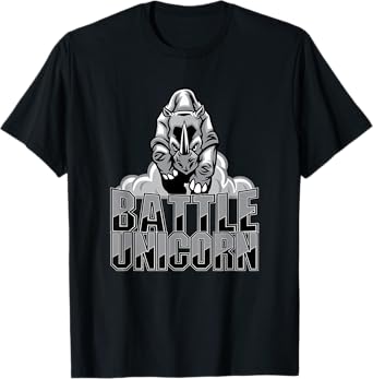 Battle Unicorn T-Shirt - Funny Rhino Rainbow Safari Tee T-Shirt