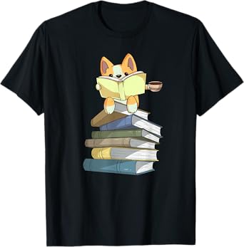 Welsh Corgi Books Coffee | Coffee Dog & Reading Lover Gift T-Shirt