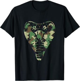 Camouflage King Cobra Snake Lover Graphic T-Shirt