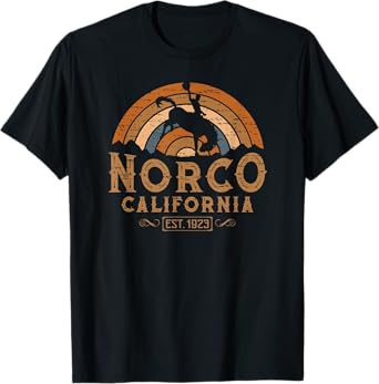 Norco California CA Retro Style Rodeo Cowboy T-Shirt