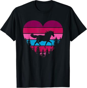 Vintage Retro Horse Heart Valentine Gifts For Horse Lover T-Shirt