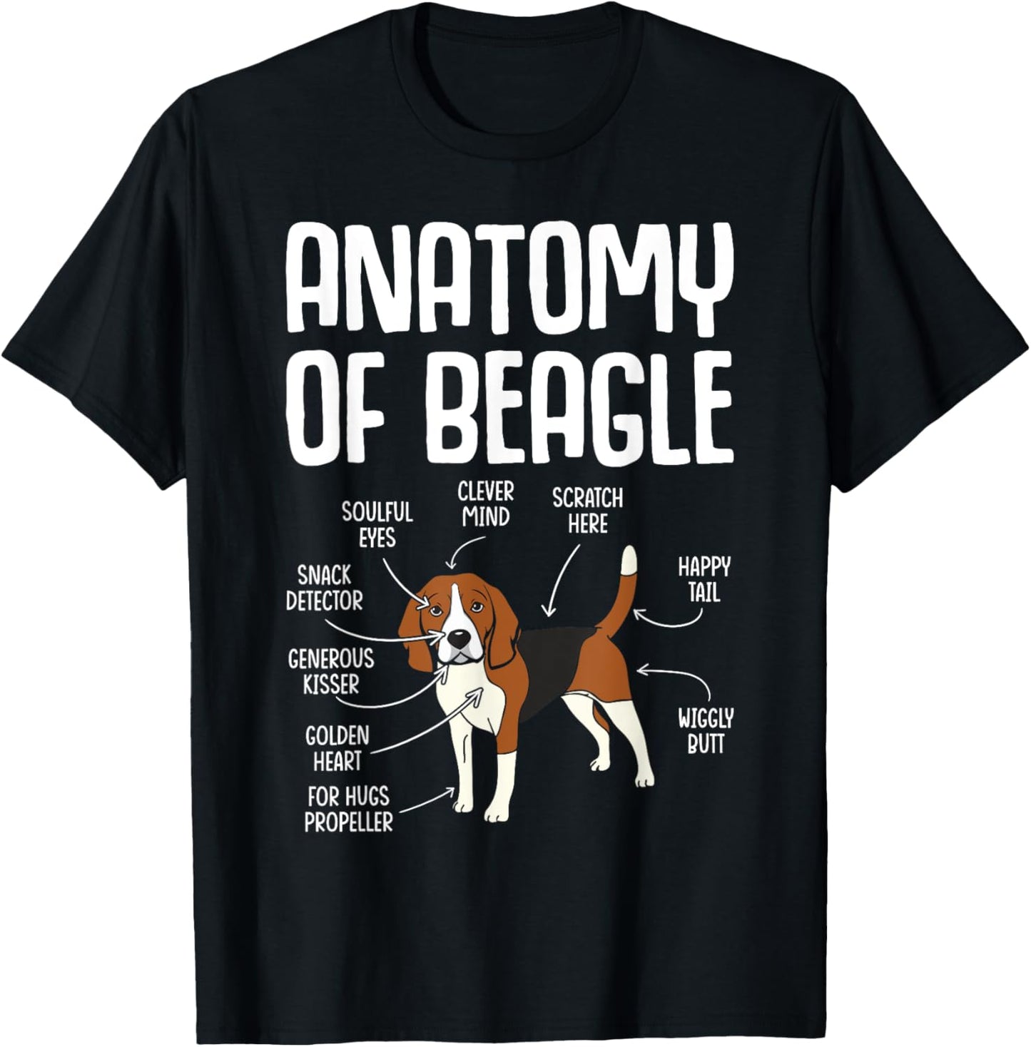 Anatomy Of A Beagle Unisex-Adults Black Short Sleeve T-Shirt Small