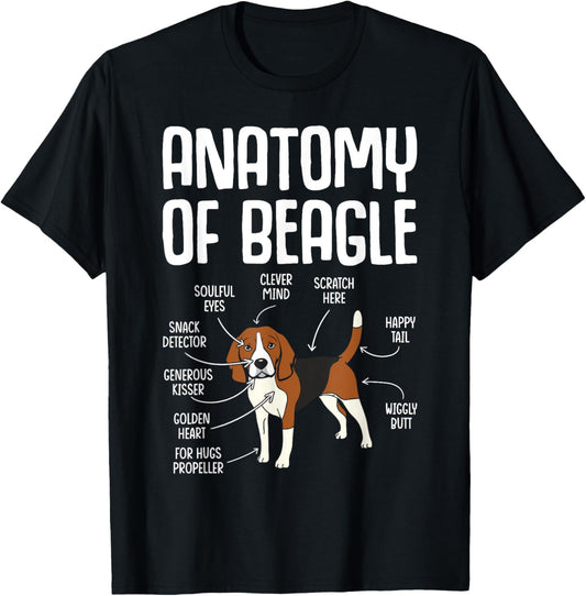 Anatomy Of A Beagle Unisex-Adults Black Short Sleeve T-Shirt Small