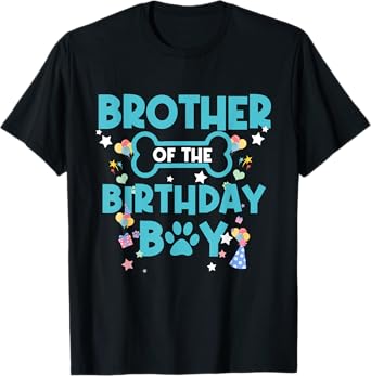 Brother Of Birthday Boy Dog Theme Family Matching Dog Bday T-Shirt