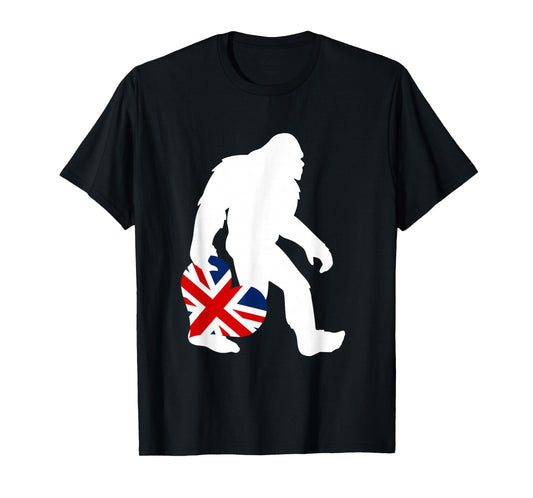 Funny British Bigfoot United Kingdom Flag T-Shirt