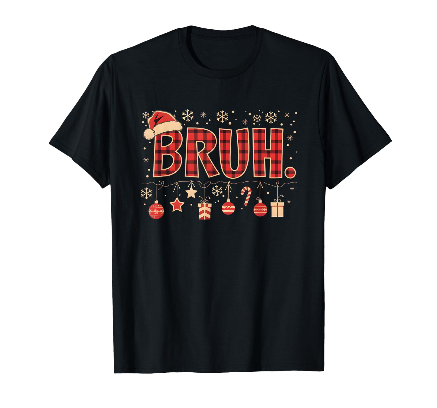 Bruh Funny Christmas Red Plaid Boys Kids Xmas Pajamas Gifts T-Shirt