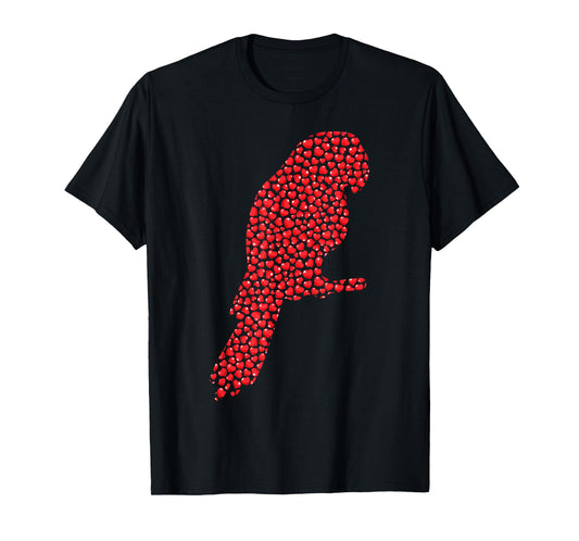 Parrot Bird Lover Heart Shape Parrot Valentine's Day T-Shirt