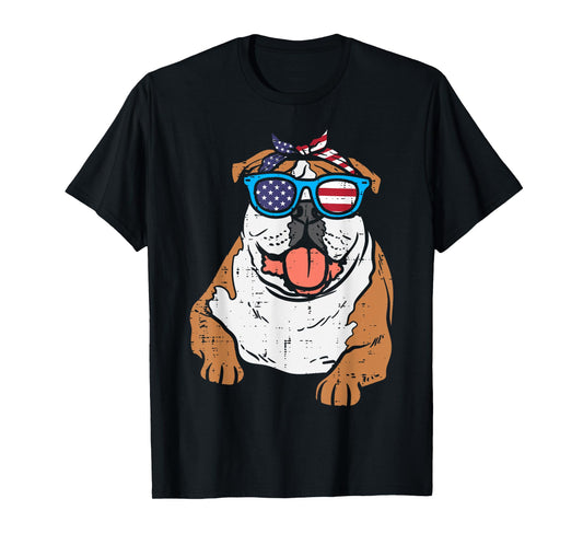 Bandana English Bulldog American USA 4th Of July Fourth Dog T-Shirt for Women Kids Men