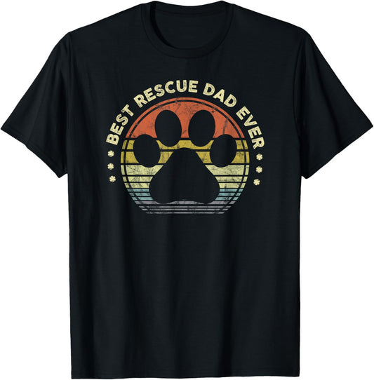Best Rescue Dad Ever - Vintage Retro Mens Dog Cat Lover T-Shirt