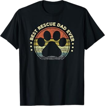 Best Rescue Dad Ever - Vintage Retro Mens Dog Cat Lover T-Shirt