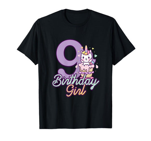 9 Years Old Birthday Girl Gifts Unicorn 9th Birthday T-Shirt