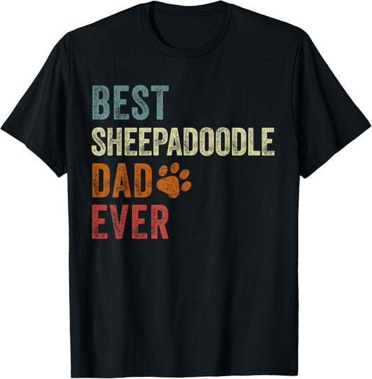 Retro Best Sheepadoodle Dad Ever Sheepadoodle Father's Day T-Shirt