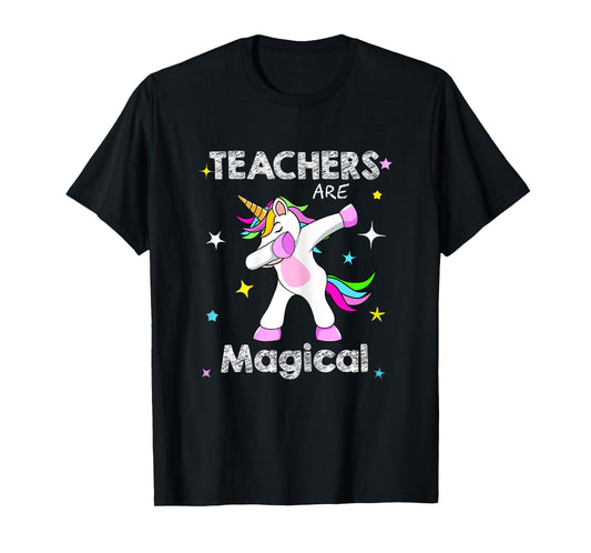 Teachers Are Magical Shirt Dabbing Unicorn Teaching Tee T-Shirt