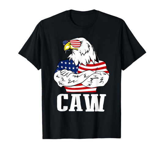 Patriotic Bald Eagle Caw 4th of July American Flag American T-Shirt for Women Men
