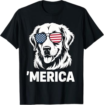 'Merica Patriotic Golden Retriever Dog 4th of july T-Shirt for Men Women