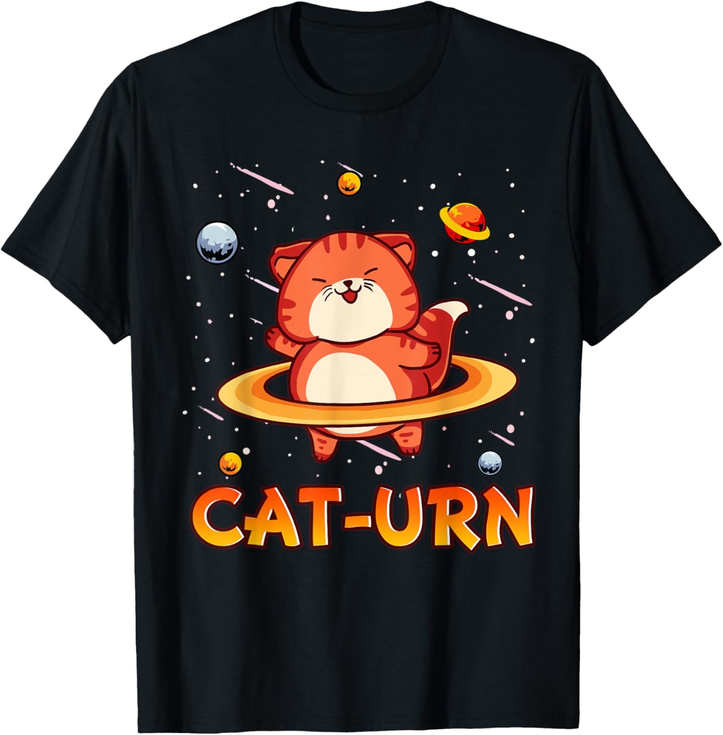 Cat-urn | Funny Space Planet Astronomy Cat :Lover Pun Joke T-Shirt