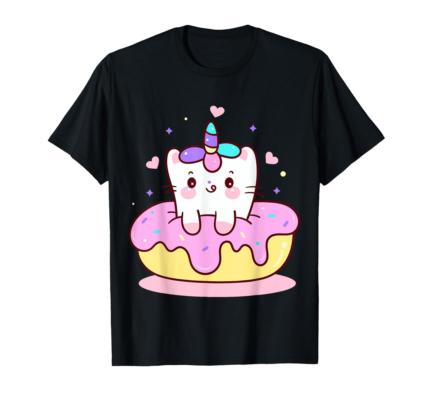 Unicorn Kitty Cat Kitten on Donut Girl Boy Kids Youth Child T-Shirt