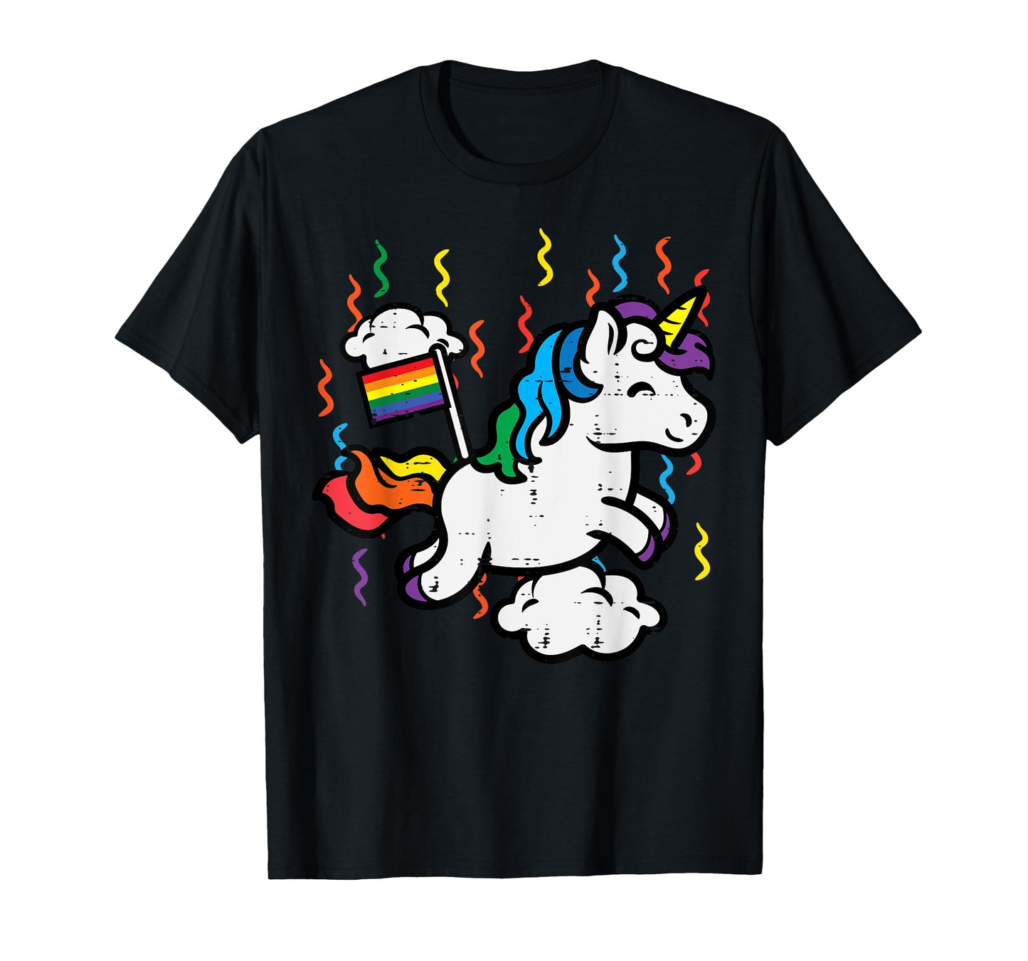 Gay Pride Unicorn Rainbow Flag Clouds Lgbtq Ally Men Women T-Shirt
