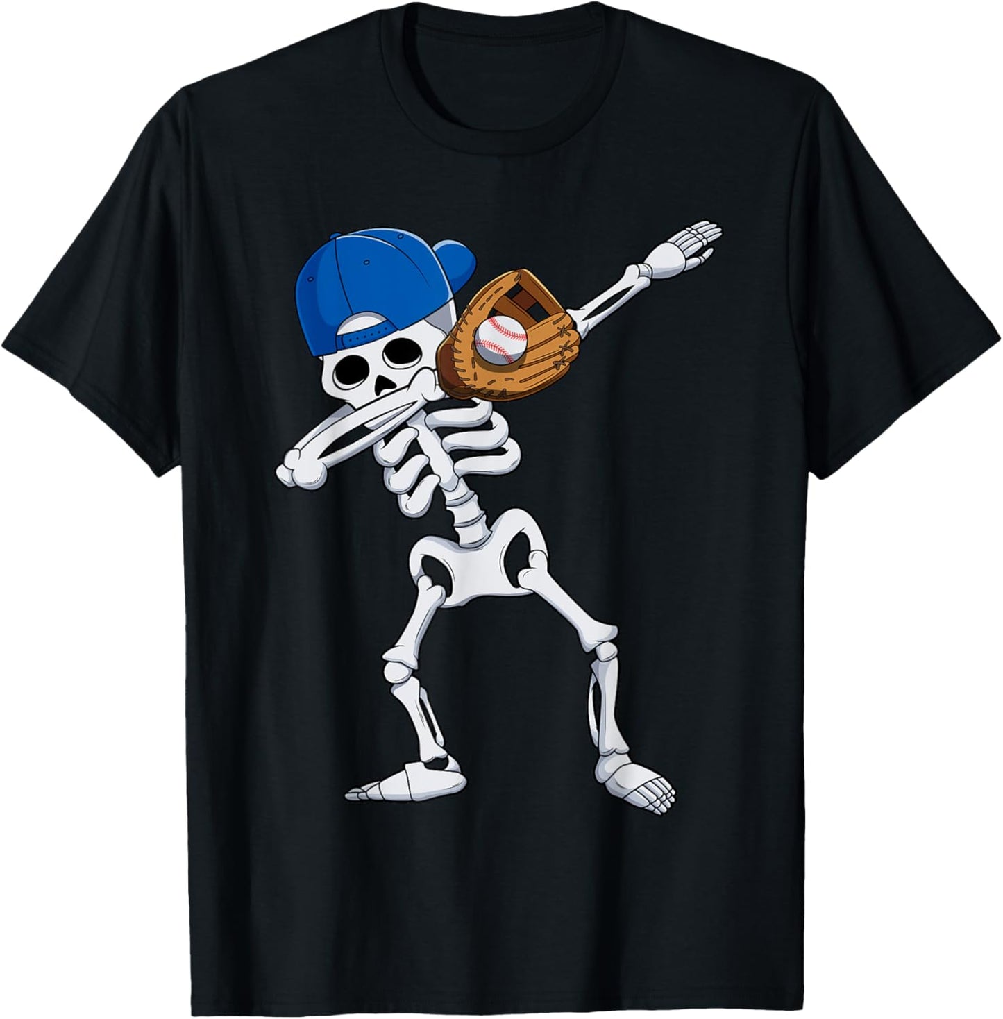Dabbing Skeleton Baseball Player Halloween For Boys Kids T-Shirt