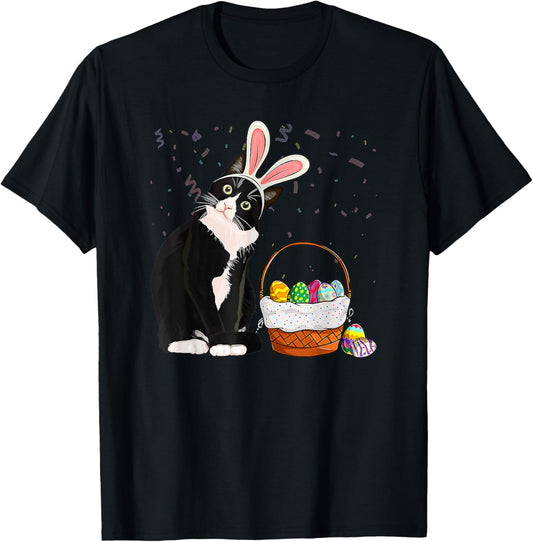 Easter Day Cat Bunny Ears Eggs Shirt Men Women Easter Rabbit T-Shirt