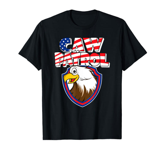Caw Patrol tshirt Bald Eagle American Red White Blue Flag