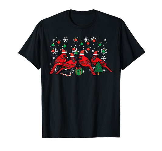 Christmas Cardinal Birds Santa Cute Xmas Men Women Kids T-Shirt